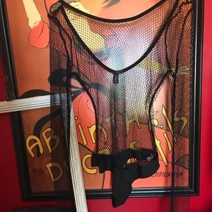 Mesh thong bodysuit by Victoria’s Secret in black